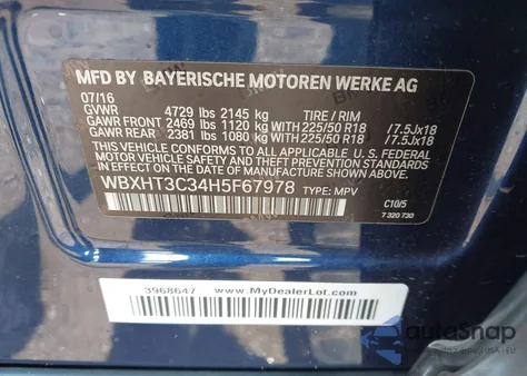 2017 BMW X1 xDrive28I from USA, damaged, VIN WBXHT3C34H5F67978